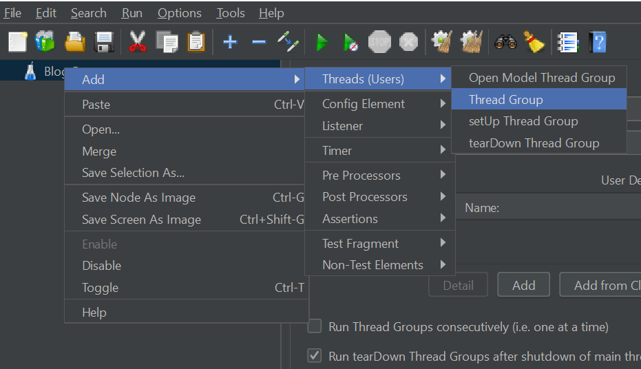 making thread group in jmeter